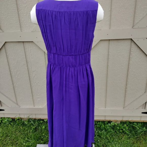 NWT LK Bennett UK12 Eur40 US8 Purple silk chiffon sleeveless Greca dress - Picture 2 of 8